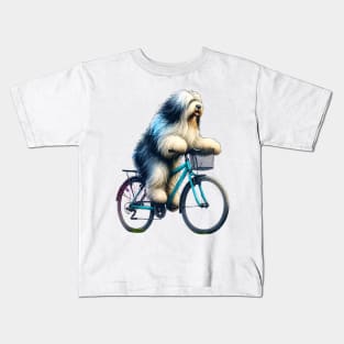 Bergamasco Sheepdog Biking Kids T-Shirt